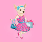 Pink "Perrito de Moda" - Chihuahua shopping in style on Rodeo Drive.