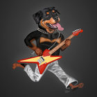 Black "Rockweiler" - Rottweiler Guitar Print