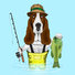 Basset Hound fishing for Bass