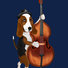 Basset Hound playing the blues with an upright bass.