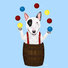 Blue Bull Terrier Art Print - juggling at a rodeo