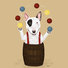 Brown Bull Terrier Art Print - juggling at a rodeo
