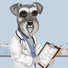 Schnauzer art print of dog writing a perfect prescription.