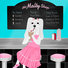 Maltese girl dog painting - sitting at the malt shop drinking a chocolate shake