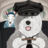 Old English sheepdog driving a sheep to the market.