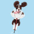 Brown Springer Spaniel jumping on a pogo stick