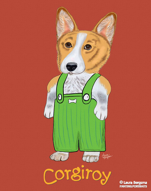 Red Welsh Corgi Portrait Corgiroy Dog Art by Laura Bergsma
