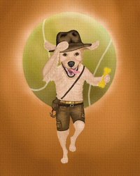 Indiana Bones Golden Retriever Painting
