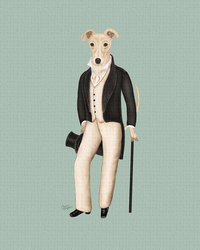 Picture of a Greyhound Dog dressed in the style of Dorian Gray.