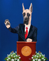 Great Dane Art Print accepting the Nobel Peace Prize