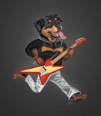 Black "Rockweiler" - Rottweiler Guitar Print