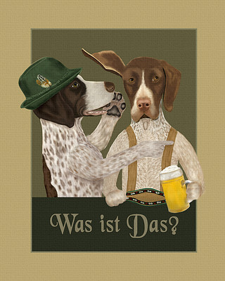 German Pointers having a beer after a good hunt.