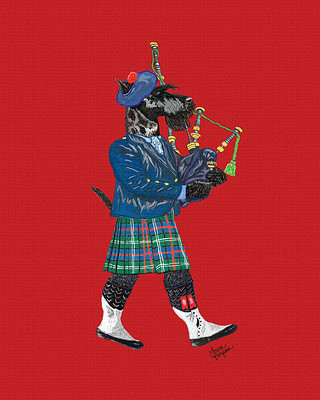 Scottish Terrier / Scotty Dog playing The Bagpipes