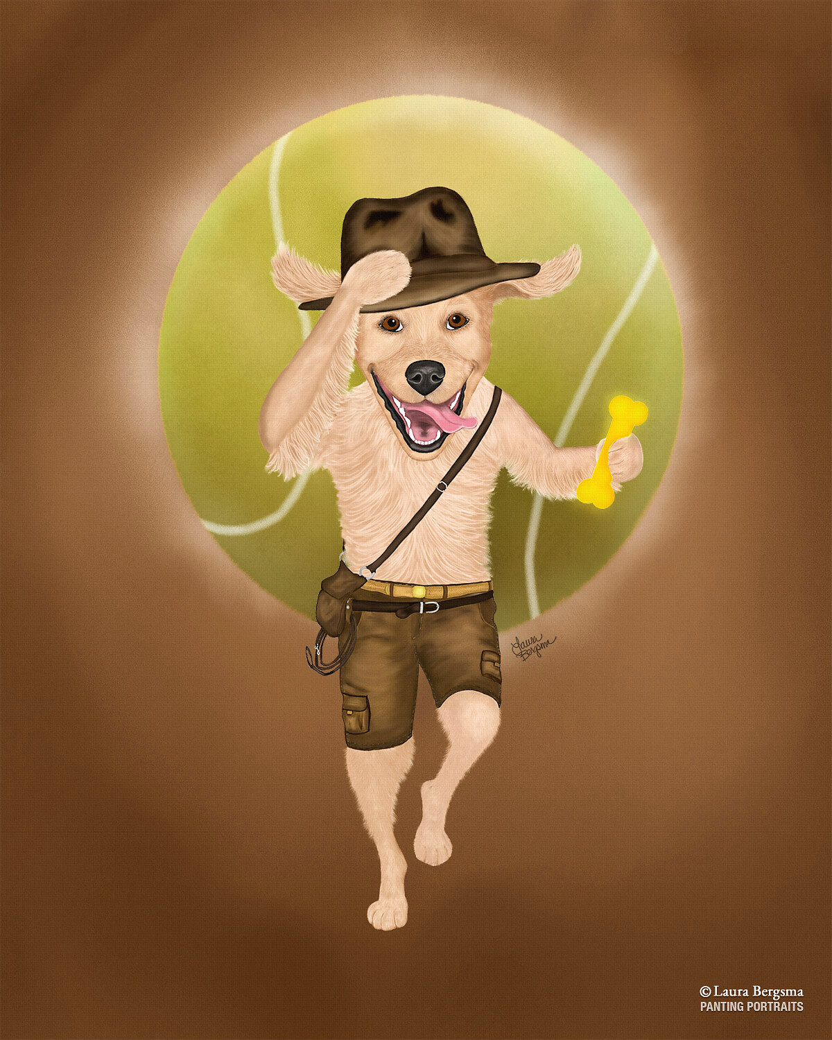 Indiana Bones Golden Retriever Painting